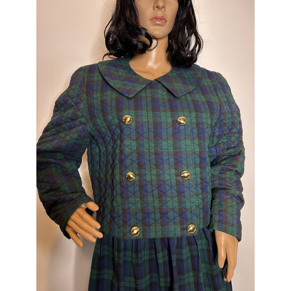 Vintage Cullinane Quilted Plaid Jacket & Skirt Set preppy Made in USA medium - Picture 14 of 14